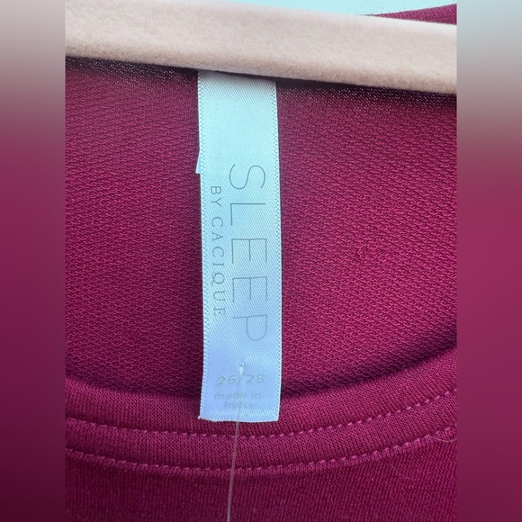 Cacique Burgundy 'Rise & Shine' Short Sleeve Sleep Shirt.  Size 26/28.  NWT. - Picture 5 of 7